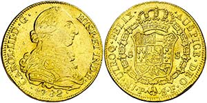 1782. Carlos III. Popayán. SF. 8 escudos. ... 