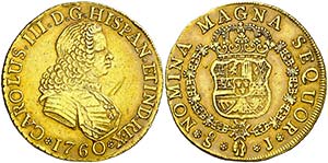 1760. Carlos III. Santiago. J. 8 escudos. ... 