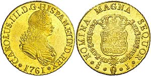 1761. Carlos III. Santiago. J. 8 escudos. ... 