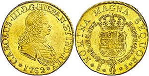 1762. Carlos III. Santiago. J. 8 escudos. ... 