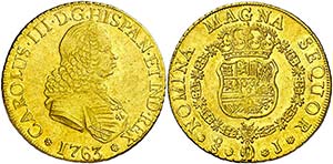 1763. Carlos III. Santiago. J. 8 escudos. ... 