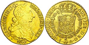 1769. Carlos III. Santiago. A. 8 escudos. ... 