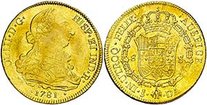 1781. Carlos III. Santiago. DA. 8 escudos. ... 