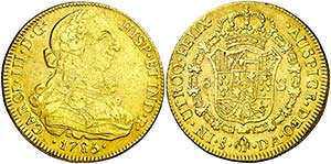 1785. Carlos III. Santiago. DA. 8 escudos. ... 