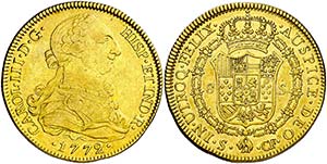 1772. Carlos III. Sevilla. CF. 8 escudos. ... 