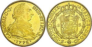 1776/5. Carlos III. Sevilla. CF. 8 escudos. ... 