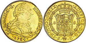 1784. Carlos III. Sevilla. C. 8 escudos. ... 