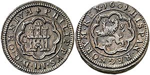 1601. Felipe III. Segovia. C. 4 maravedís. ... 