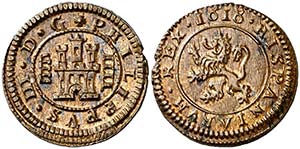1618/6. Felipe III. Segovia. 4 maravedís. ... 