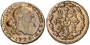 1775/4. Carlos III. Segovia. 1 maravedí. ... 
