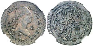 1805. Carlos IV. Segovia. 2 maravedís. (AC. ... 