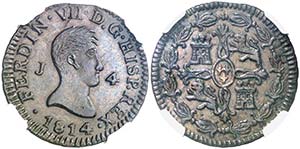 1814. Fernando VII. Jubia. 4 maravedís. ... 