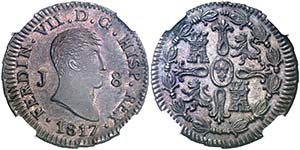 1817. Fernando VII. Jubia. 8 maravedís. ... 