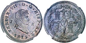 1819. Fernando VII. Jubia. 8 maravedís. ... 