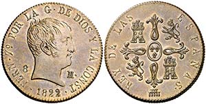 1822. Fernando VII. Segovia. 8 maravedís. ... 