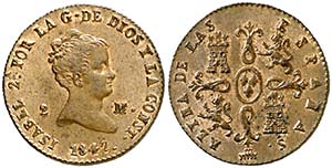 1847. Isabel II. Segovia. 2 maravedís. (AC. ... 