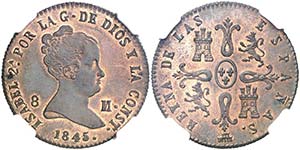1845. Isabel II. Segovia. 8 maravedís. (AC. ... 