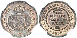 1852. Isabel II. Segovia. 1/2 décima de ... 