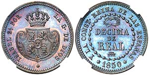 1850. Isabel II. Segovia. 1 décima de real. ... 