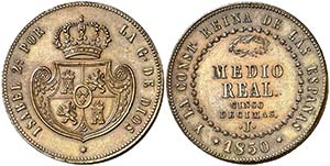 1850. Isabel II. Jubia. 1/2 real = 5 ... 