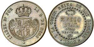 1849. Isabel II. Segovia. 1/2 real = 5 ... 