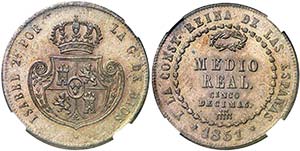 1851. Isabel II. Segovia. 1/2 real = 5 ... 