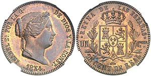 1854. Isabel II. Segovia. 25 céntimos de ... 