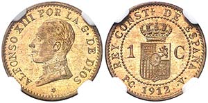 1912*2. Alfonso XIII. PCV. 1 céntimo. (AC. ... 