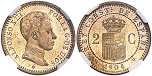 1904*04. Alfonso XIII. SMV. 2 céntimos. ... 
