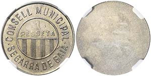 Segarra de Gaià. 1 peseta. (AC. 37). En ... 