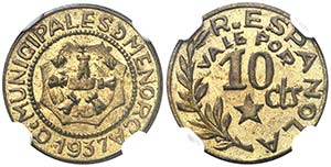 1937. Menorca (Baleares). 10 céntimos. (AC. ... 