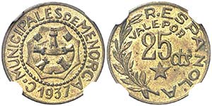 1937. Menorca (Baleares). 25 céntimos. (AC. ... 