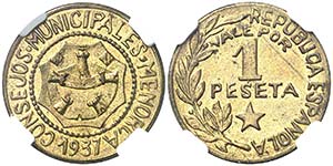1937. Menorca (Baleares). 1 peseta. (AC. ... 
