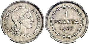1937. Euzkadi. 1 peseta. (AC. 14). Bella. En ... 