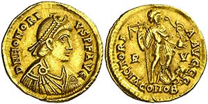 (405-406 d.C.). Honorio. Ravenna. Sólido. ... 