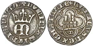Enrique II (1368-1379). Burgos. Medio real. ... 