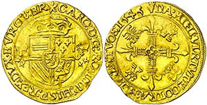 1545. Carlos I. Amberes. 1 corona del sol. ... 