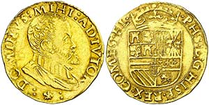 s/d. Felipe II. Brujas. 1/2 real de oro. ... 