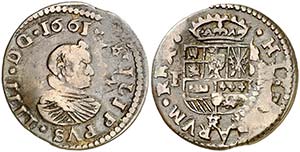 1661. Felipe IV. Trujillo. F. 16 maravedís. ... 