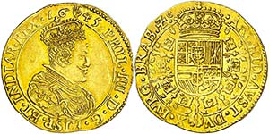 1645. Felipe IV. Amberes. Doble soberano. ... 