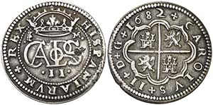 1682. Carlos II. Segovia. M. 2 reales. (AC. ... 