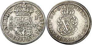 1708. Felipe V. Segovia. Y. 2 reales. (AC. ... 