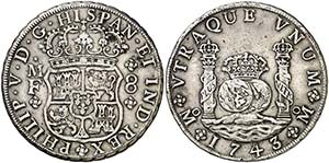 1743. Felipe V. México. MF. 8 reales. (AC. ... 