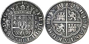 1734. Felipe V. Sevilla. PA. 8 reales. (AC. ... 