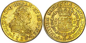 1738. Felipe V. México. MF. 8 escudos. (AC. ... 