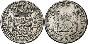 1753. Fernando VI. México. MF. 4 reales. ... 