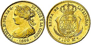 1856. Isabel II. Barcelona. 100 reales. (AC. ... 