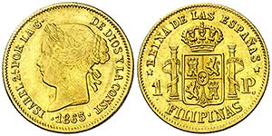 1865. Isabel II. Manila. 1 peso. (Ac. 829). ... 