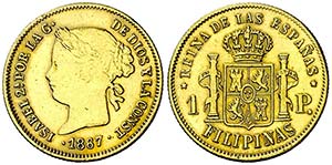 1867. Isabel II. Manila. 1 peso. (AC. 831). ... 