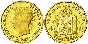 1862. Isabel II. Manila. 4 pesos. (AC. 854). ... 